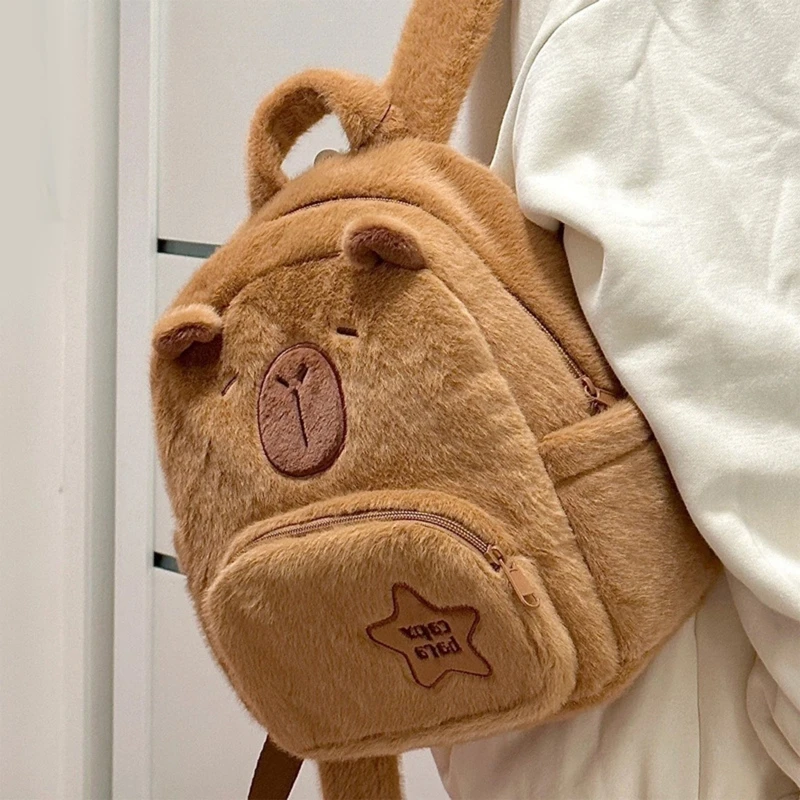Women Plush Dolls Backpacks Teenages Capybara Backpacks Mini Knapsacks Bag Student School Backpacks Girl Small Backpacks