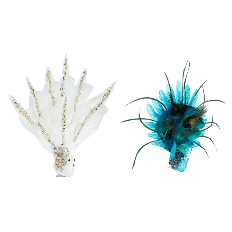

Sparkling Blue White Feather Decor Unique Christmas Tree Accessory