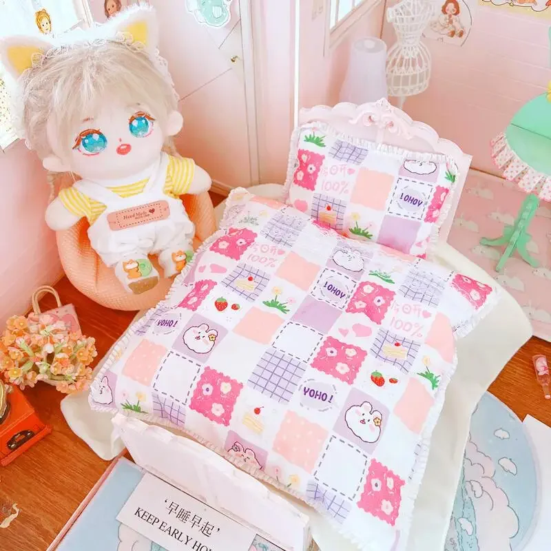 

3PCS 1SET 20CM Doll Sleeping Doll Toys Sheets+Pillow+Quilt for Sleep Cool Stuff Doll Accessories Kpop EXO Idol Dolls DIY Gift