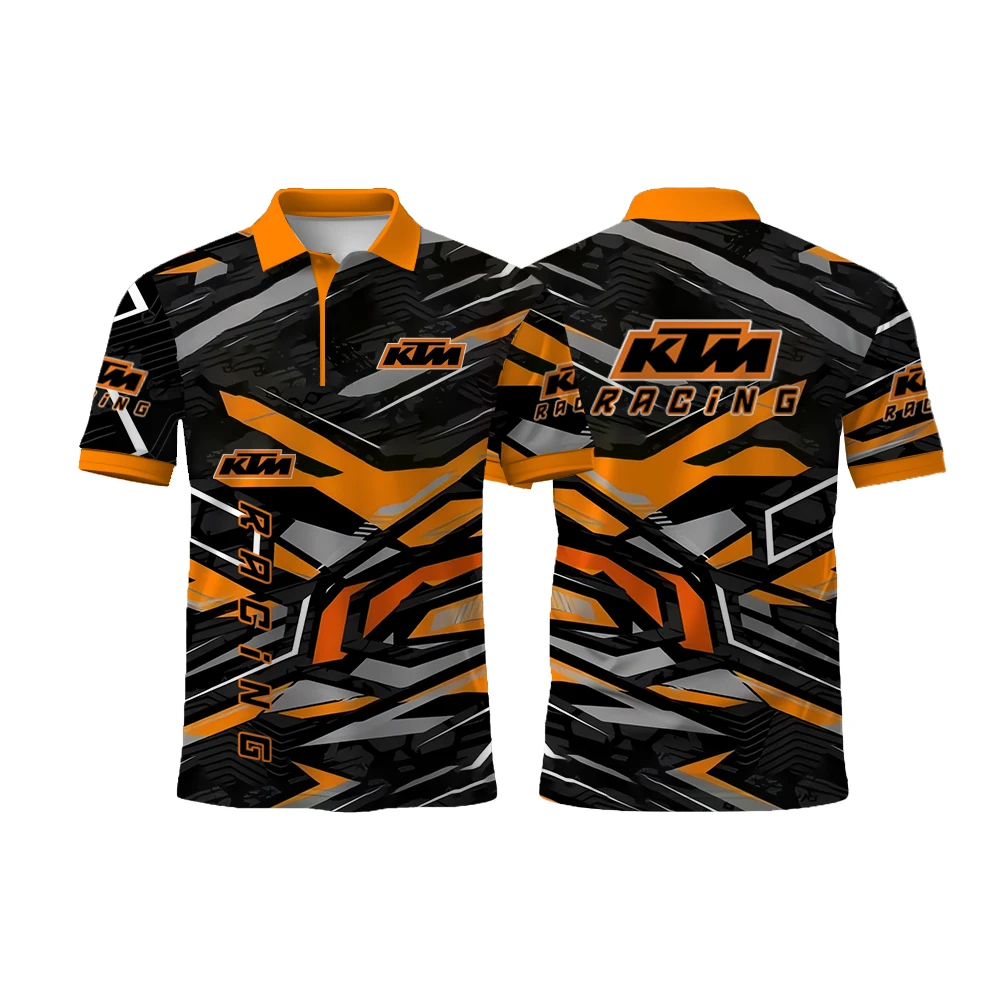 Trendy KTM Logo Printed Motorcycle Riding Comfortable Breathable Sport Shirt New Turn-down Collar Short Sleeved Polo Shirt 4