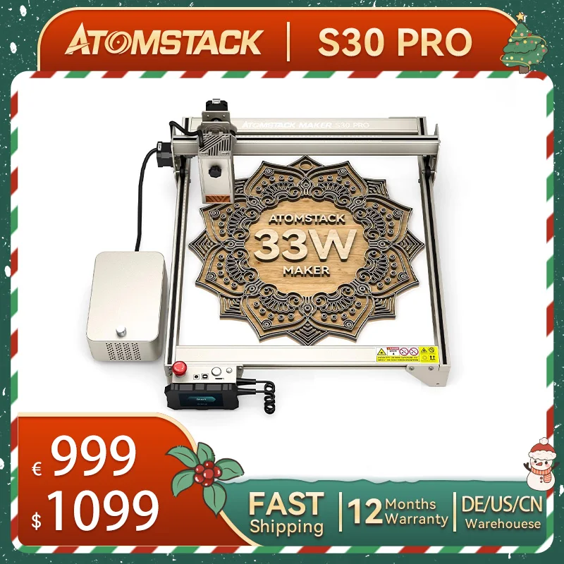 Atomstack S30 S20 A20 X20 PRO 160W 레이저 타각기, 0.08x0.1mm 레이저 스폿, CNC 갈망 나무 아크릴 금속, 공기 보조
