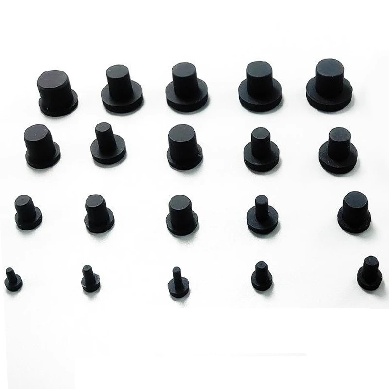 Schwarze T-förmige Vollsilikon-Gummi-Lochkappen 2mm-14mm Runde Wasserauslass-Abflussstopfen Hitzebeständig – Detail 4