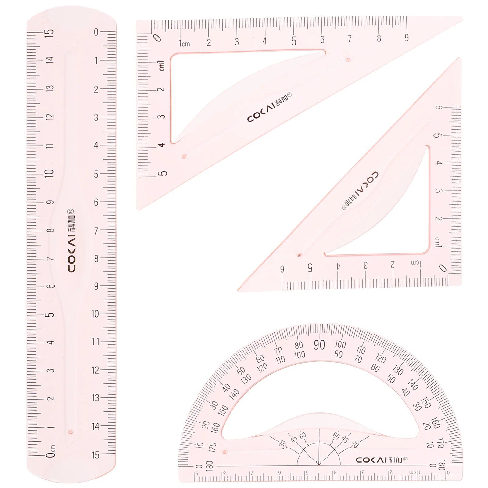4pcs/Set Plastic Straight Triangle Ruler Geometry Protractor Drafting Ruler Precise Measuring Ruler School Office Stationery