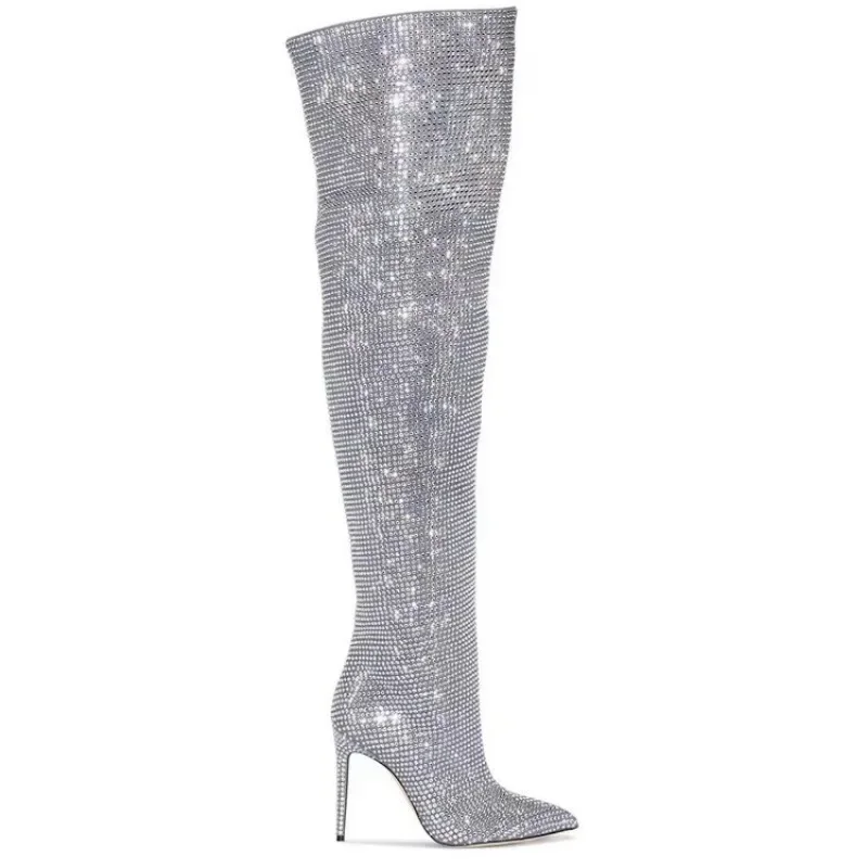 Women High Heel Boots Fashion Sexy Thin Full Knee Length Fashion Week Show Spicy Mom Banquet women high heel boots