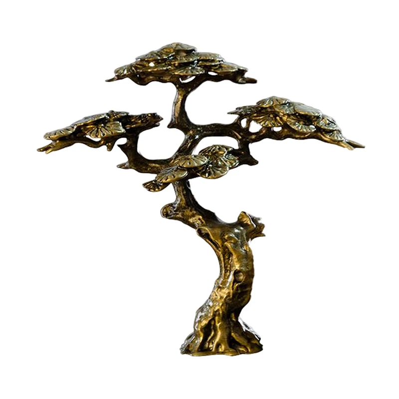 Copper Pine Miniature Figurine - Faux Tree Decor for Landscape Decorations