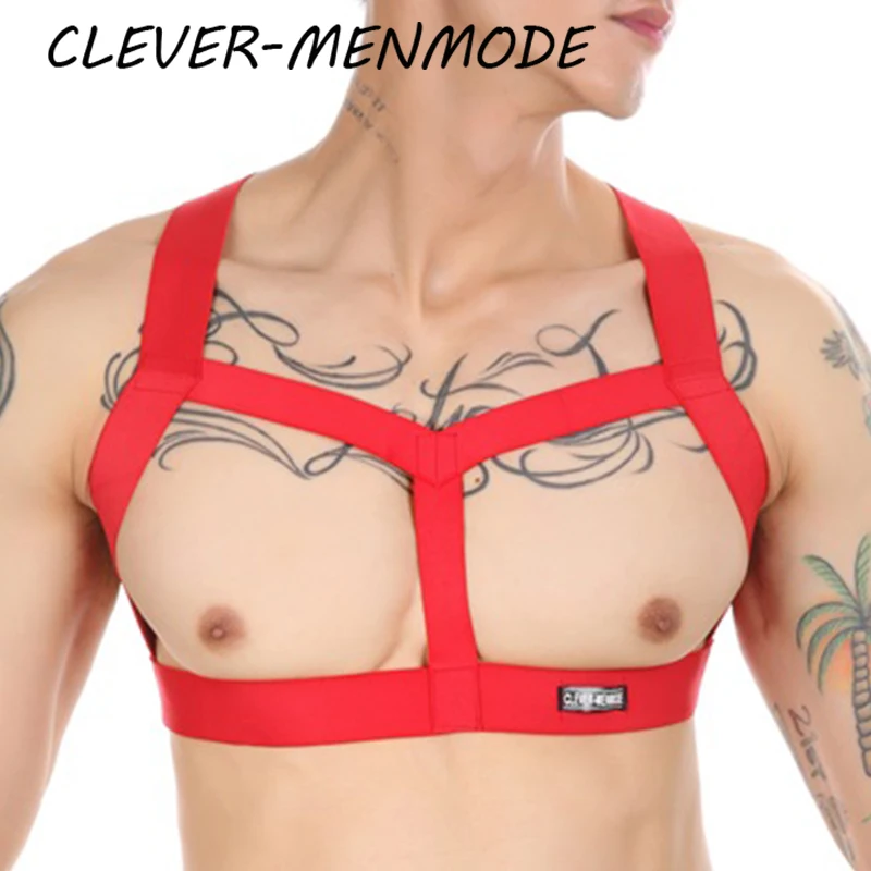 Men Body Chest Harness Sexy Lingerie Gay Bondage Wide Straps Harness Belt Chest Muscle Roleplay Club Party Costume