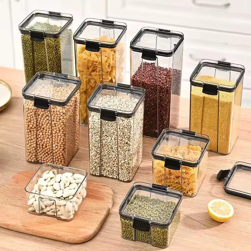 Kitchen Sealed Jar For Grain Beans Storage Tank Large Capacity Seal Plastic Box Moisture-proof High Quality Seasoning Jars Set 3