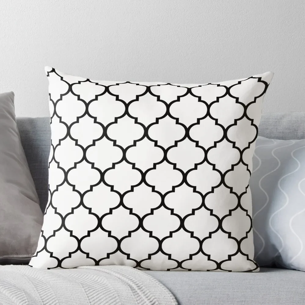 

Moroccan Trellis Pattern in White and Black Throw Pillow autumn decoration Pillow Cover Christmas Pillow Cases