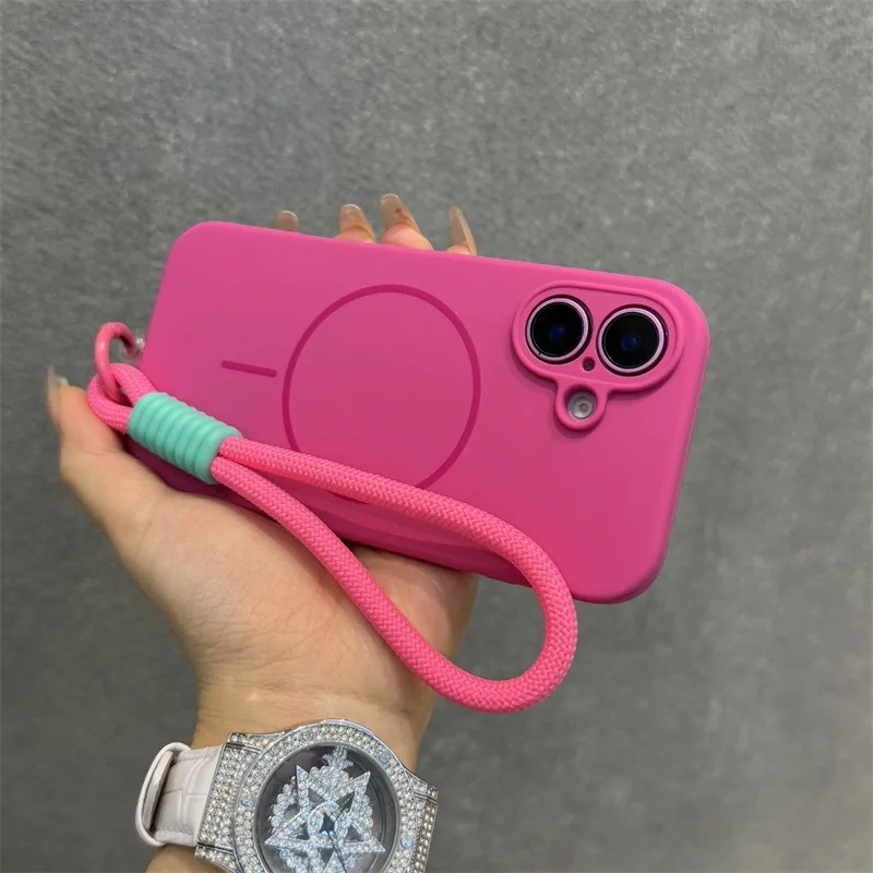 Candy Color Shockproof Liquid Silicone Lanyard Case with Hand Wrist Strap