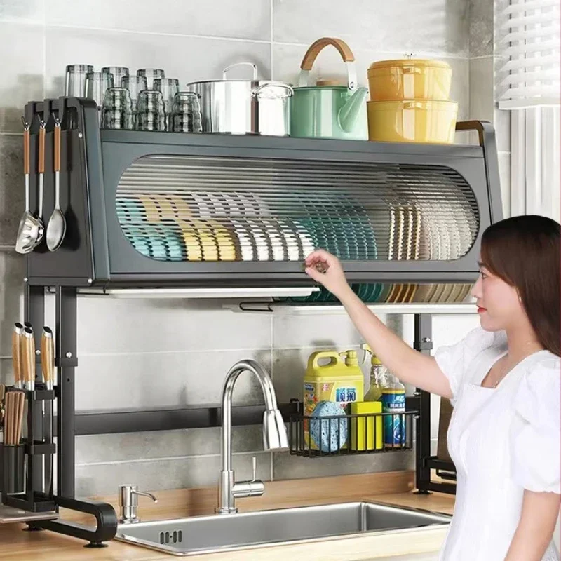 Over Sink Dish Drying Rack 3 Tier Large Metal Dish Rack Over Counter for Kitchen Sink Shelf Multifunctional