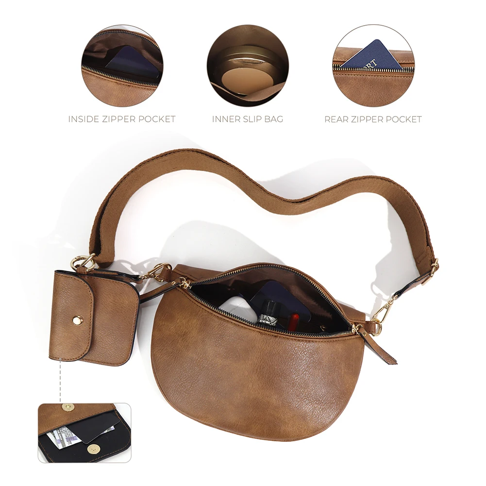 PU Leather Trendy Shoulder Bag Solid Color Metal Stud Waist Bag Large Capacity Stylish Straw Chest Bag Seaside Trip Beach Bag