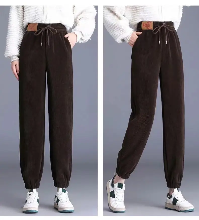 Herbst Winter plus Samt Mode Harajuku Hosen Frauen alle passen Dame Hosen hohe Taille koreanische Harem Hose dicke weibliche Kleidung – Detail 9