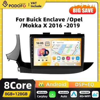 Reproductor Multimedia para coche Podofo de 9 pulgadas y 8 núcleos, 2din, Android, Carplay, para Buick Enclave, Opel Mokka X 2016-2019, navegación GPS, DSP, FM, RDS 1