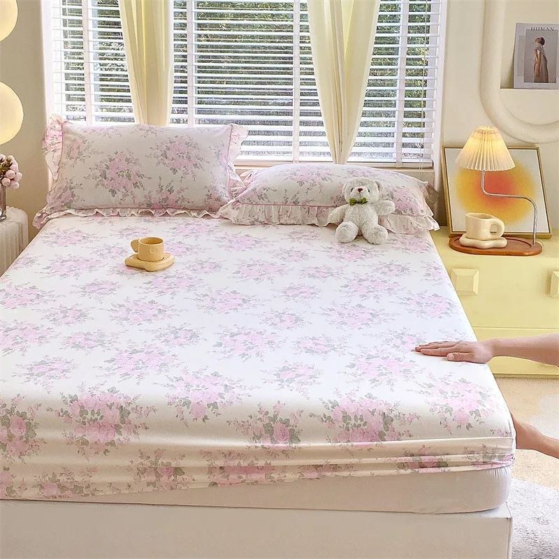 100% Cotton Fitted Sheet Floral Style Bed Cover Skin-friendly Bedsheet 90/100/120/150/180cm Bed Linen sabanas (No Pillowcase) 3