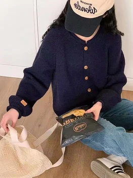 AOSSVIAO 2025 الخريف الدافئة واحدة الصدر محبوك سترة المرأة موضة عادية الجاكار الكروشيه الوردي سترة القمم Y2k 5