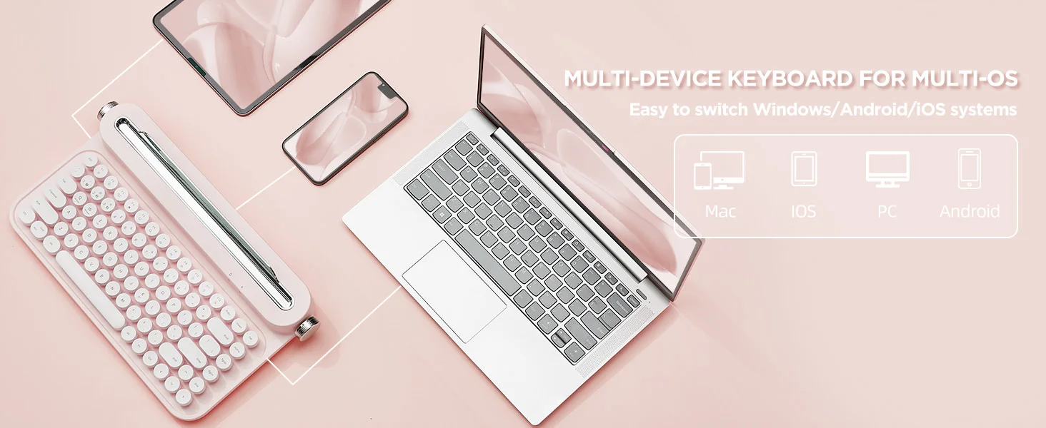 yunzii bluetooth rétro sans fil rose avec support intégré pour