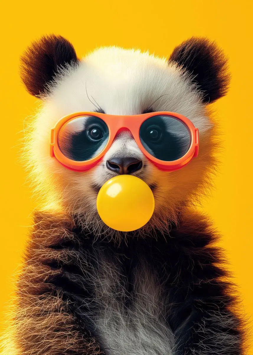 Póster con estampado de gato, oso, panda, jaguar, vaca, conejo, tigre, animales, burbujas, arte de pared, imágenes, pintura en lienzo, decoración del hogar, regalo