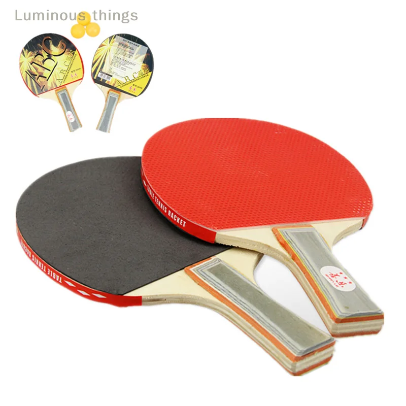 1Set Table Tennis Racket 2PCS Professional Ping Pong Racket Set Rubber Hight Quality Table Tennis Two Rackets Three Table Tennis