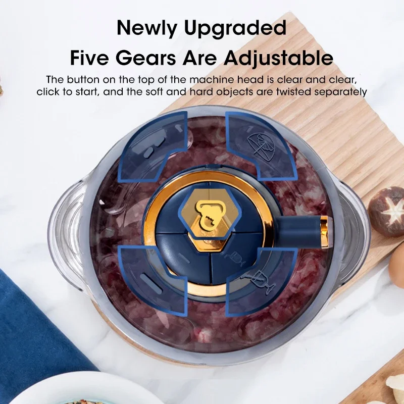 Electric Meat Grinder 5L Large Capacity Blender Multifunctional Vegetable Meat Slicer Home Food Pulverizer Baby Food Processor