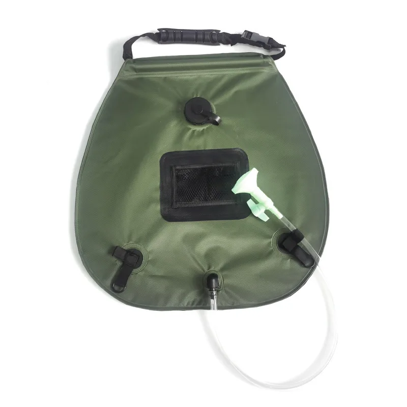 20L Outdoor Camping Bath Water Bag Shower  Solar Heat Absorption Army Green 5 Gallon Shower Bag Toiletries