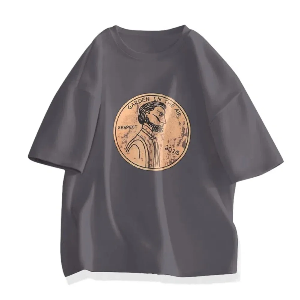 Description Picture 4 of itemSoft Loose Cotton T-shirt Short Sleeve Cartoon Plus Size Pullover Shirt Ins O-neck Couple Clothing Tees Travel