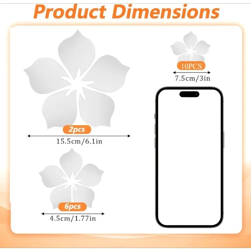 Mirror Face Flower Acrylic 3D Wall Decals Self-Adhesive Removable Decor Home Background for Bedroom TV Wall  Art Mural Stickers