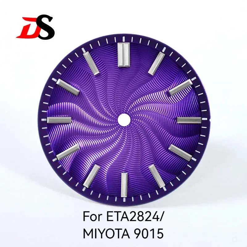 Enhanced Sterling Guilloche Watch Dial - Ice Blue & Smoky Purple, 28.5mm