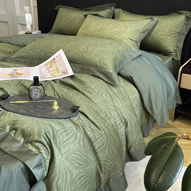 Shop Olive Duvet Cotton King Size Bedding Set, 220 X 240 cm, 6 Pcs