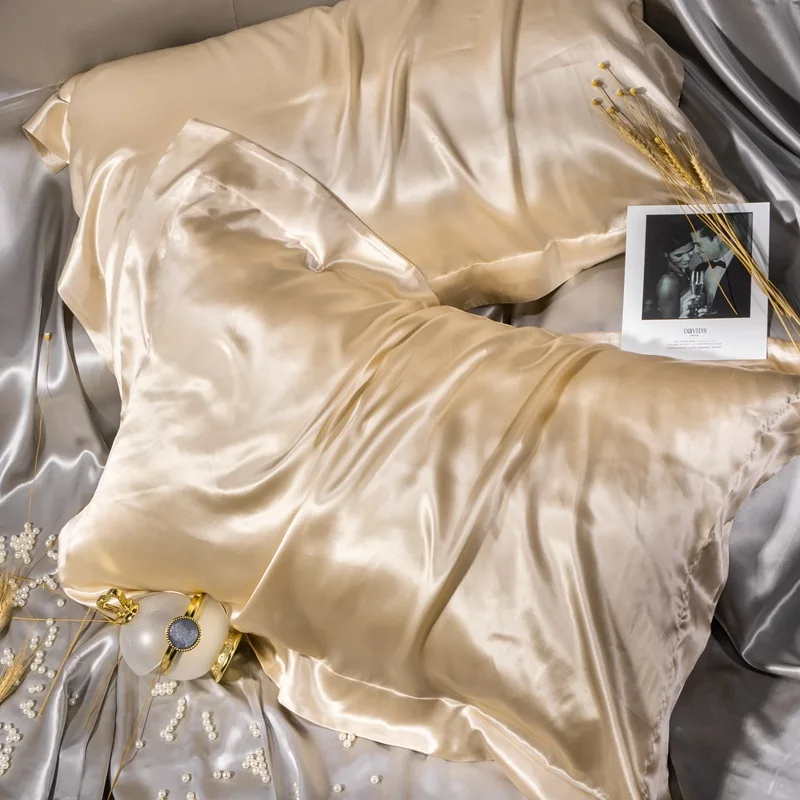 1PCS 100% Pure Silk Pillowcase Queen King Size for Hotel Home Soft Healthy Cushion Cover Silk Pillowcase Pillow Case 48*74CM