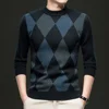 New High Quality Men's  Fashion Business Casual Knitted Sweater Warm Pullover Tops Mens Clothes 4