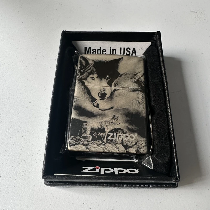 Accendino Zippo Black Ice Wolf Collezione Antivento In Scatola