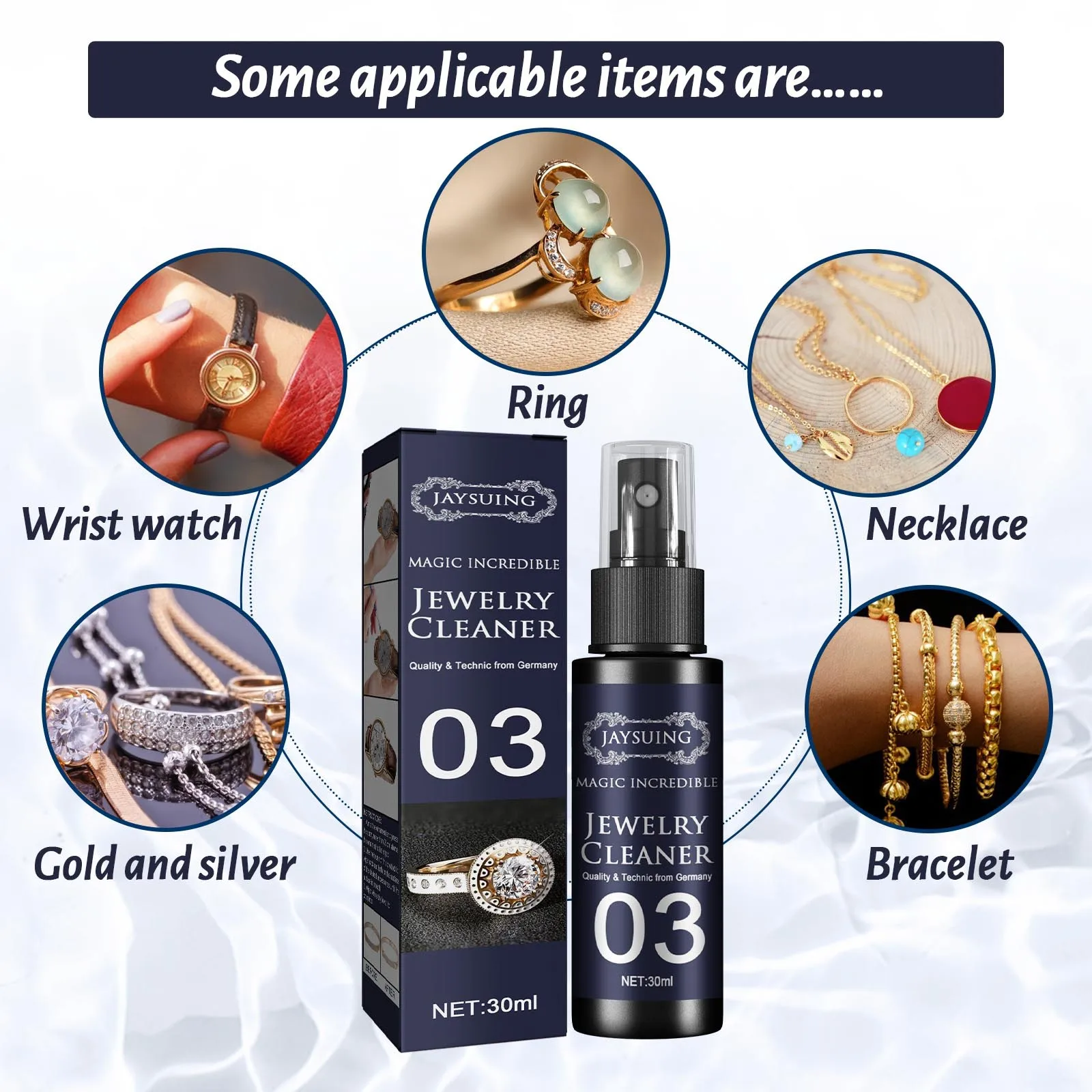 Jewelry Cleaner Spray Watch Cleaning Solution Tarnish Fast Remove Stain-free Liquid  Smooth Diamonds Kits Gold Clean Polishing images - 6