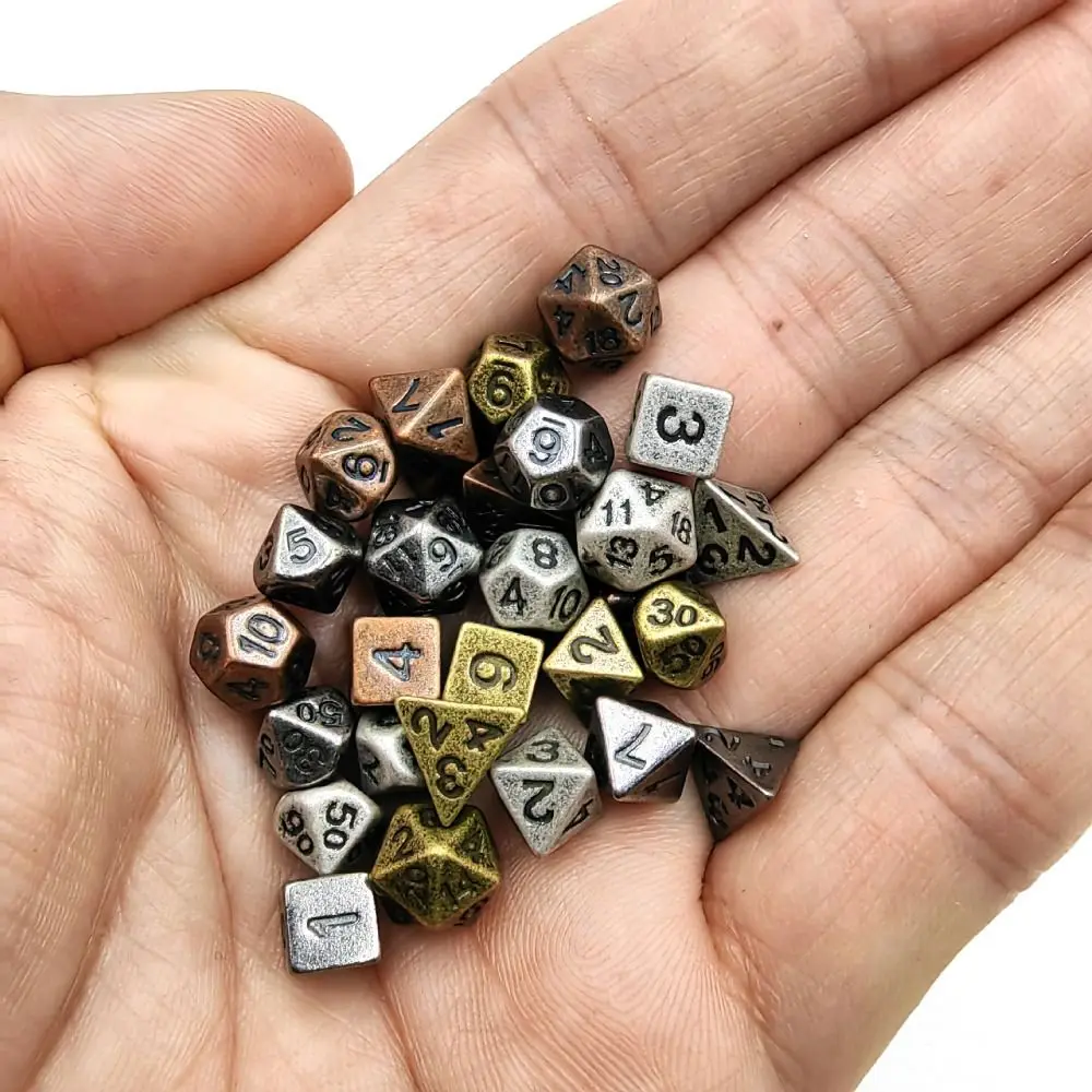 Metal Mini Archaized Board Game Dice Set Polyhedral Table Game Dice Role-Playing RPG Set Table Games 7pcs PCS/Set game dice dice set