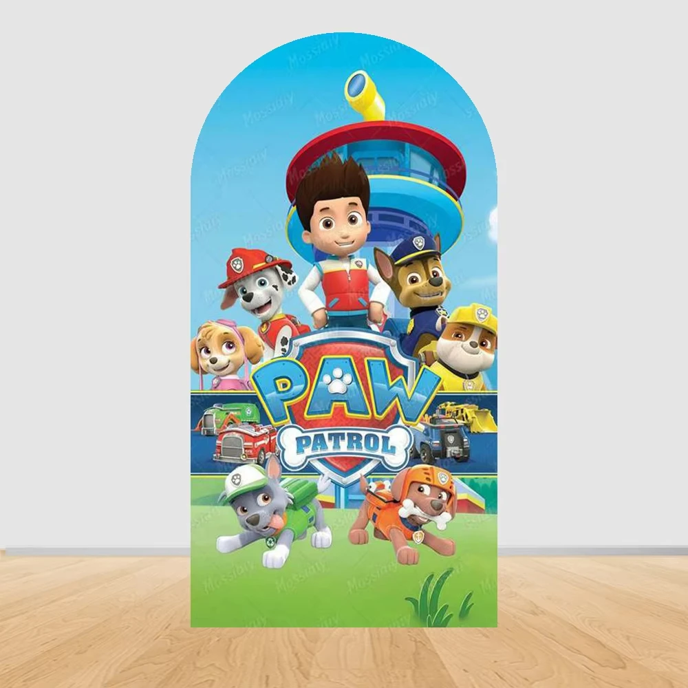 Paw Patrol 아치형 배경 커버 생일 파티 어린이 소년 베이비 샤워 장식 벽 라이더 체이스 스카이 타워 맞춤 배경