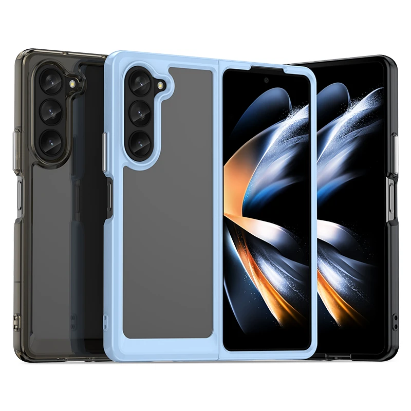 Per Samsung Galaxy Z Fold 5 Custodia Trasparente Per Samsung Galaxy Z Fold 5 Cover Funda Coque Hard Traslucido Soft Frame Bumper