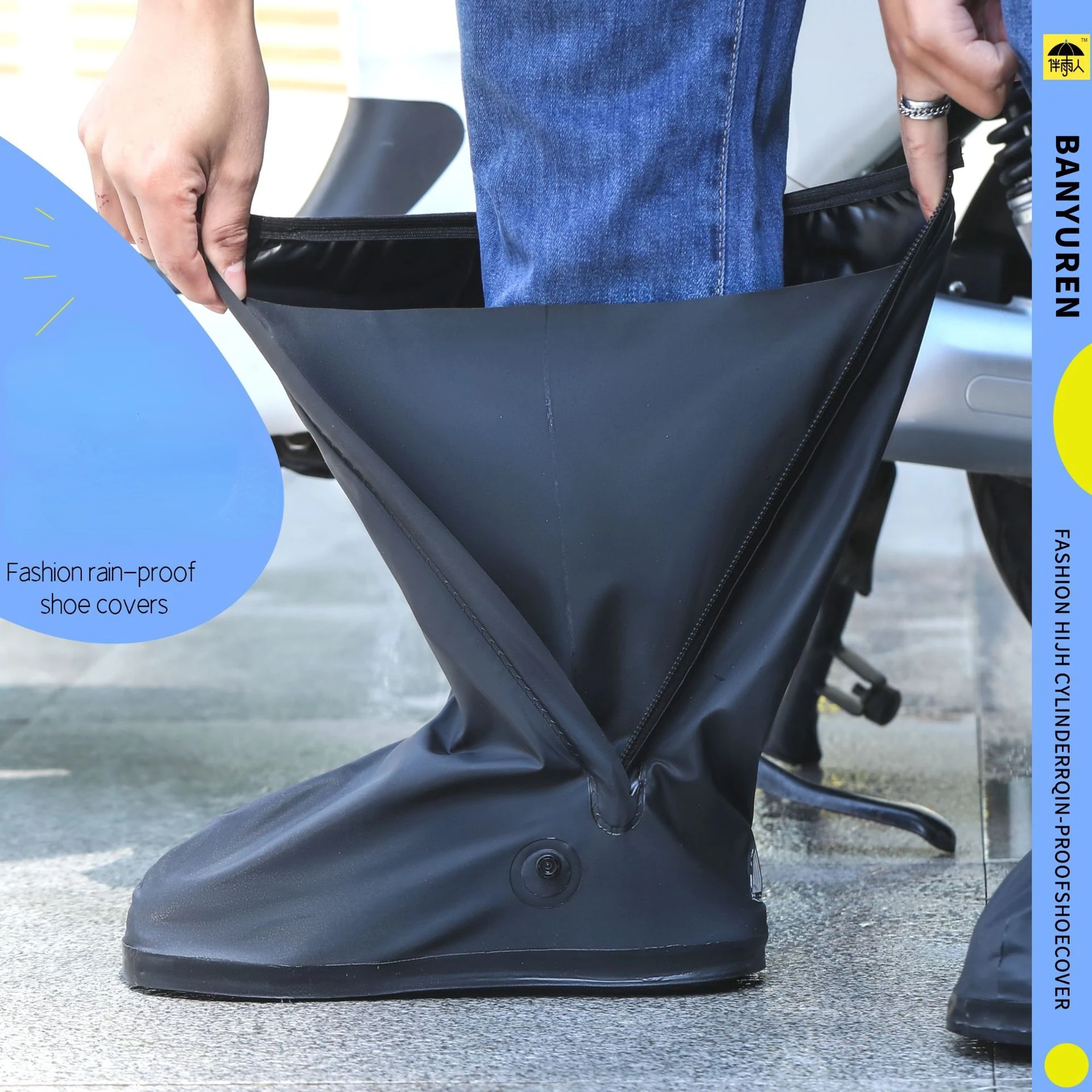 Foldable Fishing Waders Waterproof and Slip-resistant Rain Shoe Cover High Tube Rain Boots Foot Cover Fly Fishing Boots