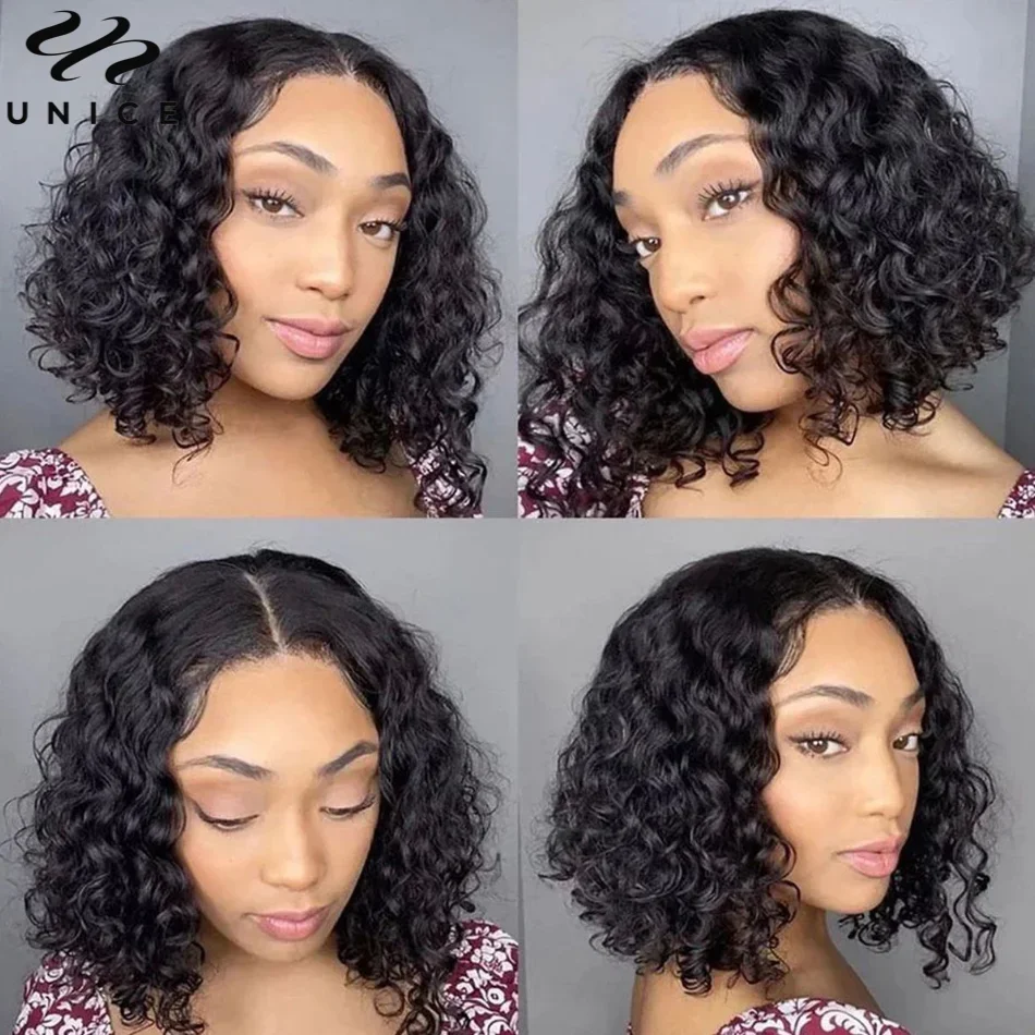 UNice Hair Bye Bye Knots Wig Water Wave Wear Go Wig Short Bob 7x5 Lace Glueless Human Hair Wig for Women Virgin Brazilian Hair