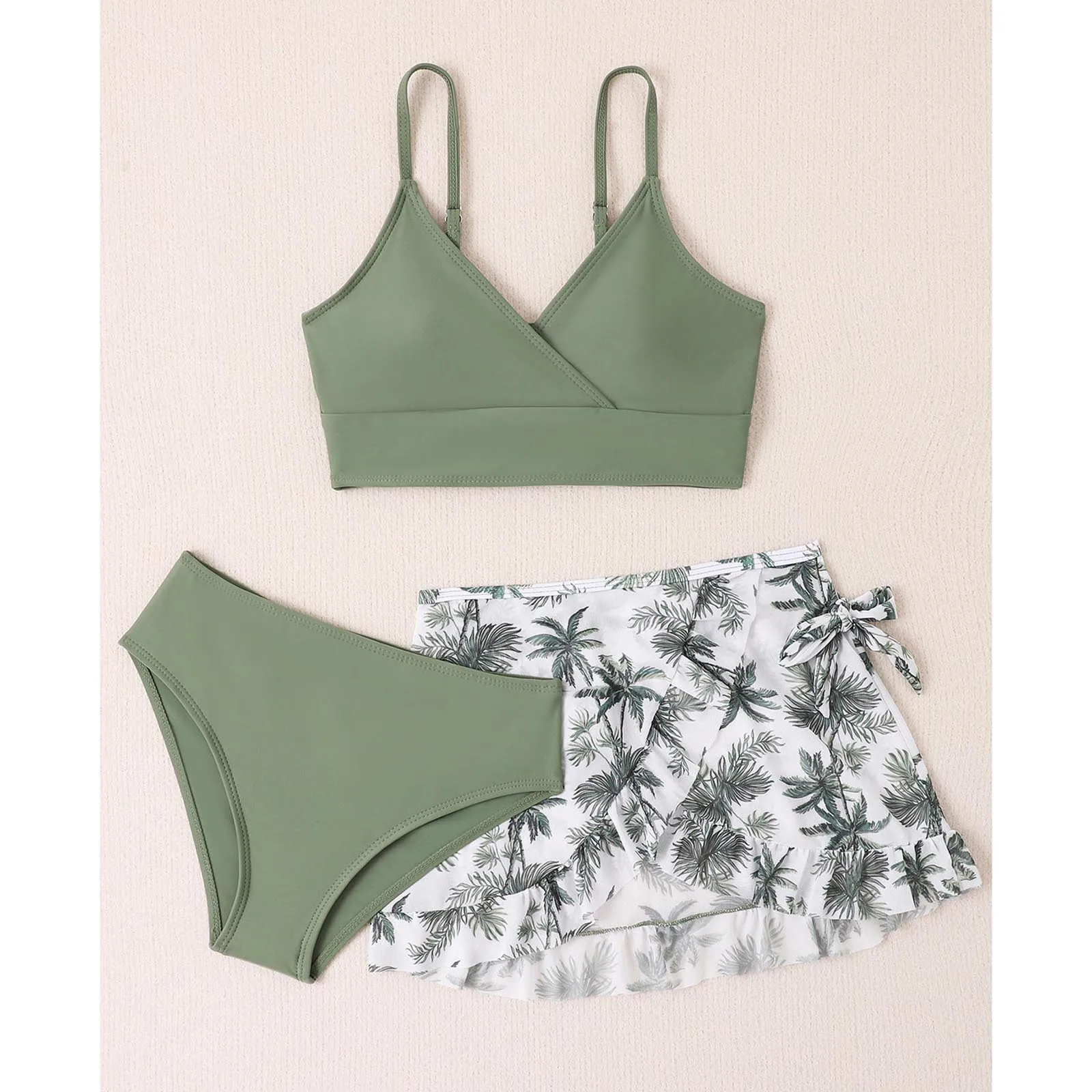 Children Swimsuit Women Bikini Swimsuit Kids Girls Swimsuit Bikini Set Bralette Girls Two-Piece Bathing Suits Volant Top Bikini Panties Swim Beachwear Tankini Beachwear