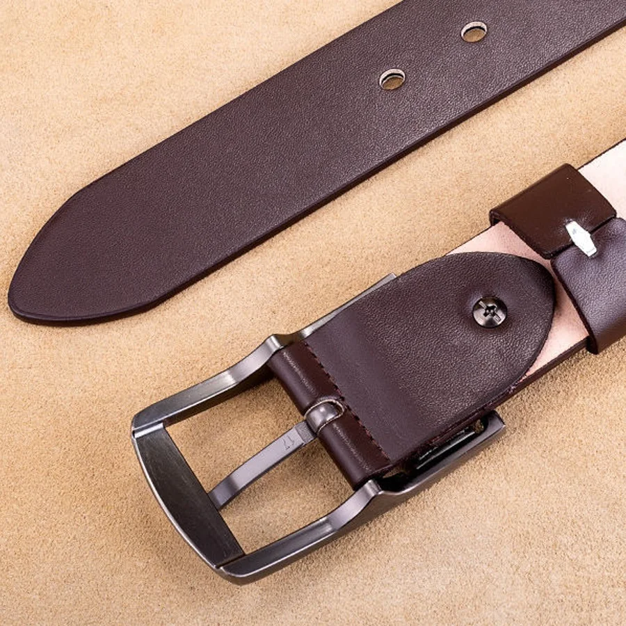 Leather Men's Belt with Metal Alloy Buckle for Jeans and Business
