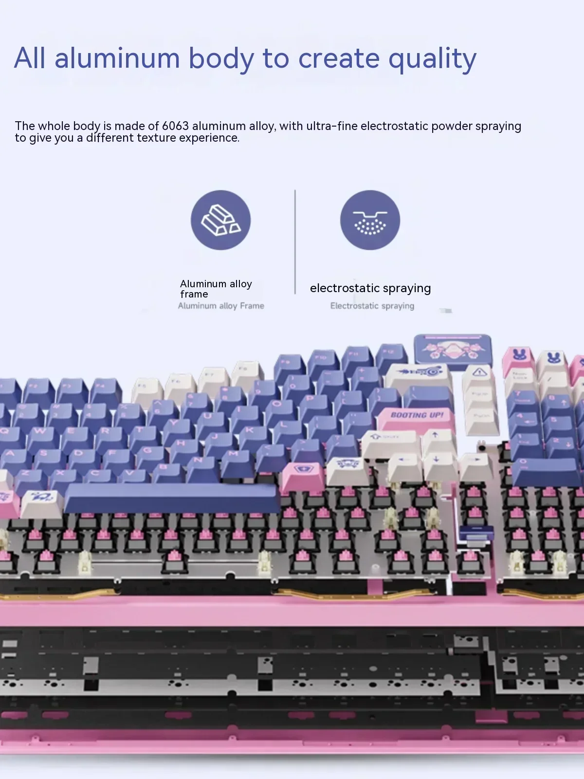 Keyverse Infi100 기계식 키보드, 3 가지 모드 무선 블루투스, 알루미늄 합금, RGB 핫 스왑, 사무실 게이머 PC 게임용 키보드 선물