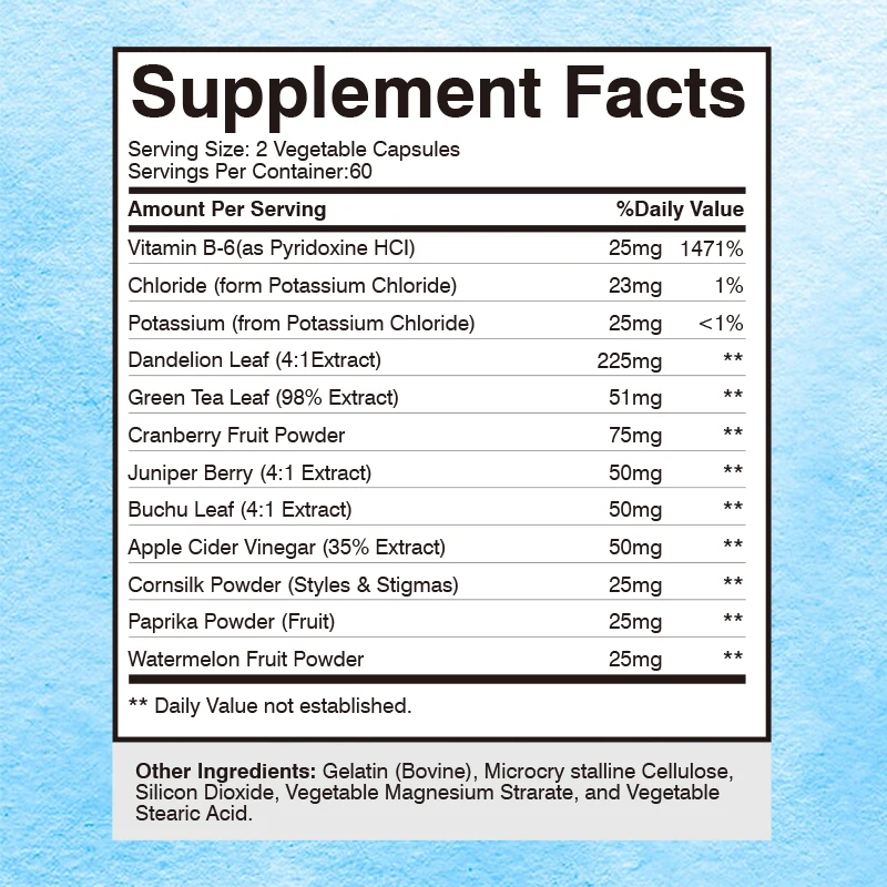 Natural Diuretic Water Away Capsules-Diuretic, Relieves Bloating, Supports Fluid Balance