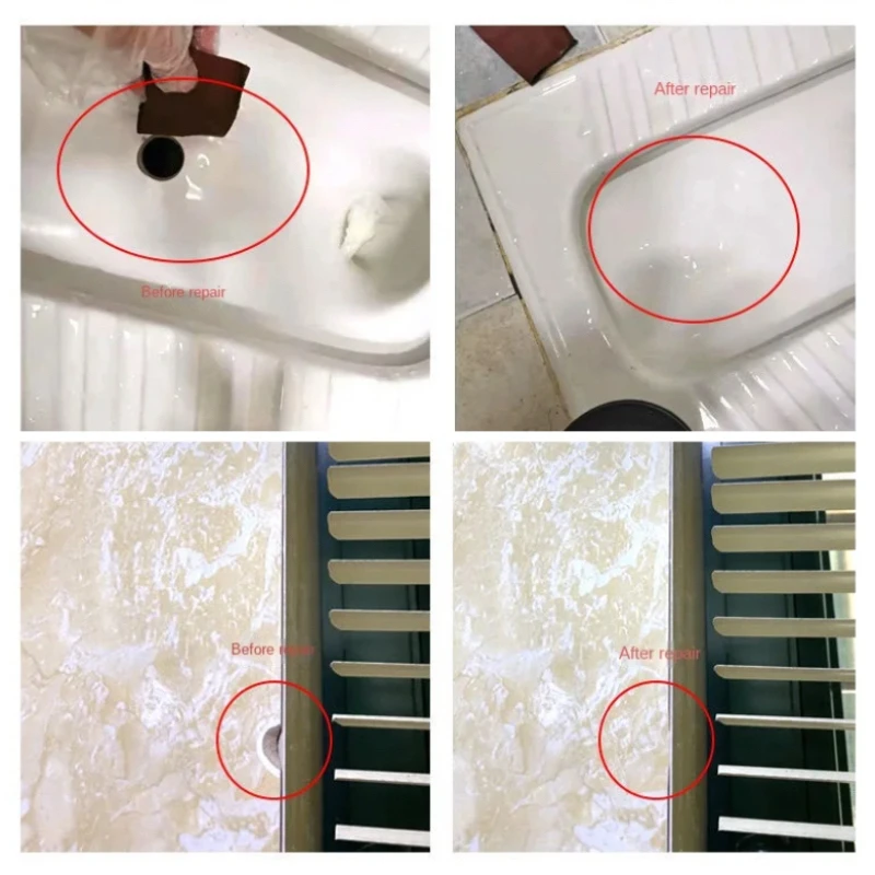 세라믹 타일 수리제 페이스트 도자기 흰색 대리석 바닥 변기, 세면대 균열 파손 파손 골절 코크 수리