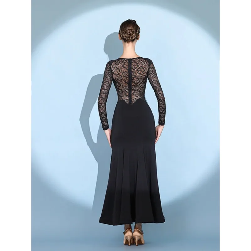 Modern Dance Evening Dress 2121 Black Lace National Standard Dance Practice Dress Waltz Social