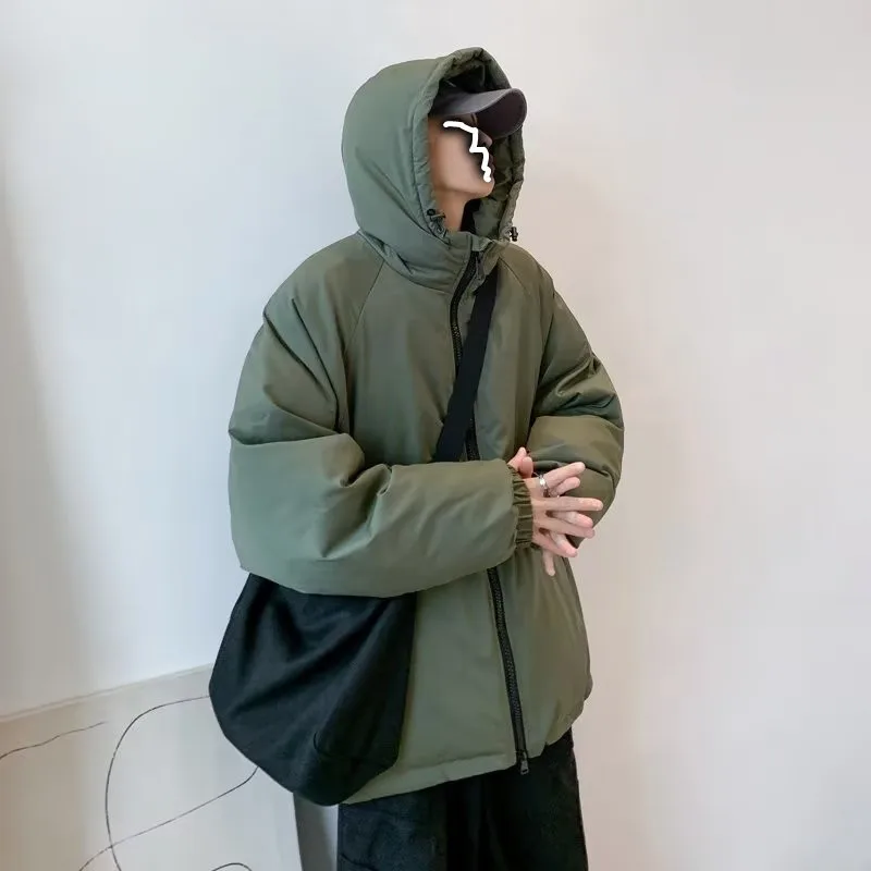 Waterproof Cotton-padded Jacket Retro Hooded Coat Men and Women Cotton-padded Jacket Trench Coat Tide Ins Function Wind Loose.