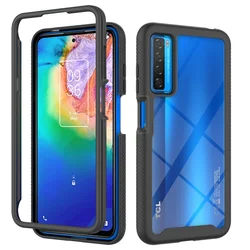 Premium Hybrid Armor Case - Transparent Shockproof Phone Cover with Front Frame and Clear Back Shell for TCL 20 5G (Black)