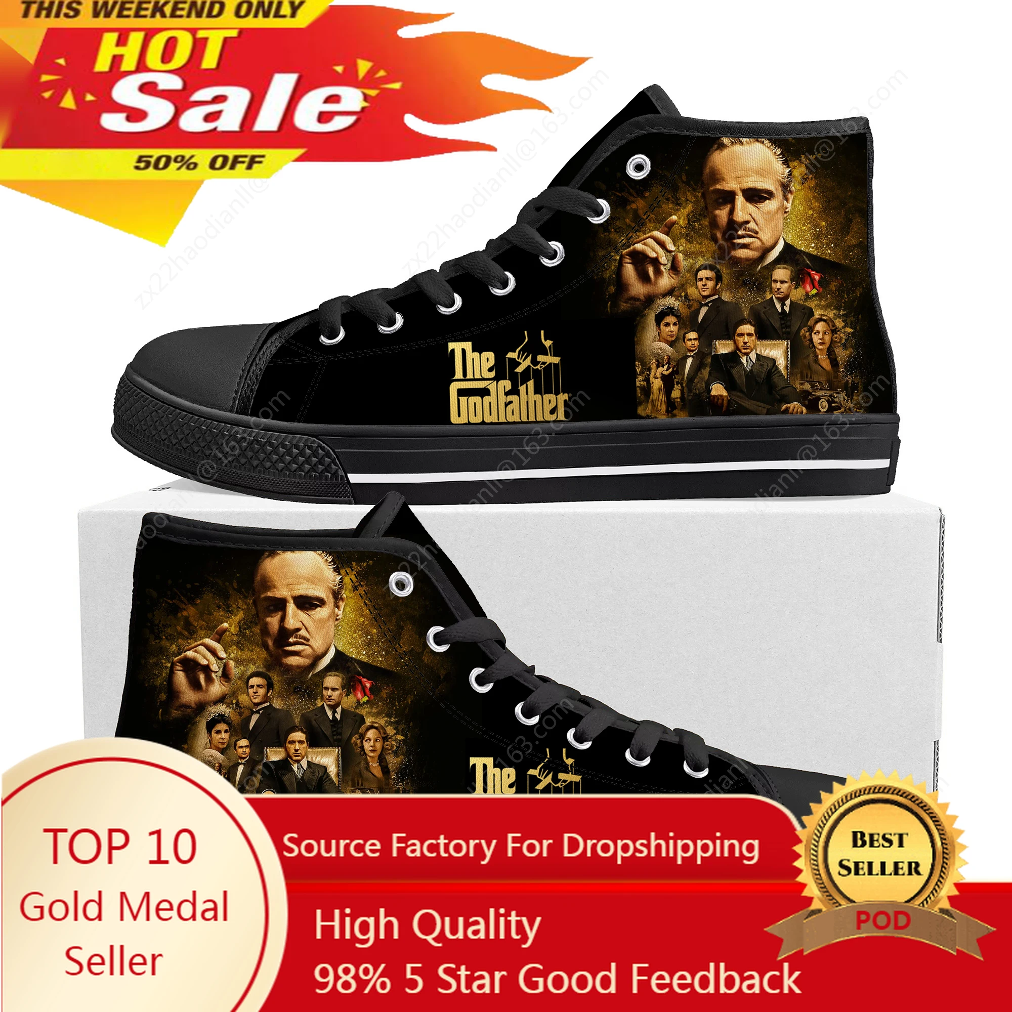 

The Godfather Hot Movie High Top Sneakers Mens Womens Teenager High Quality Canvas Sneaker Casual Couple Shoes Custom Shoe