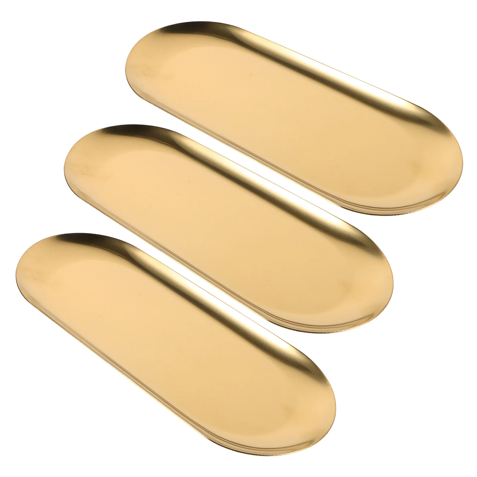 3 Pcs Stainless Steel Tray Bathroom Storage Trinket Make up Decorative Trays Vanity 3