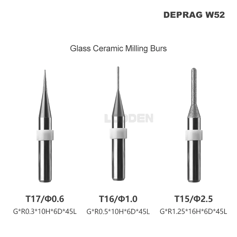

Dental Lab PRECISION TOOL Milling Burs Fit for DEPRAG W52 Machines-Cutting Glass-Cermics- Overall Length Materials CAD CAM