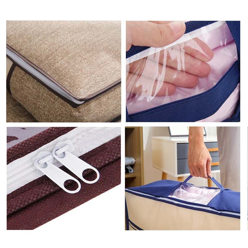 under bed storage quilt blanket clothing clothes foldable storage bag box under bed Bedding underbed storage dorm room organizer 4
