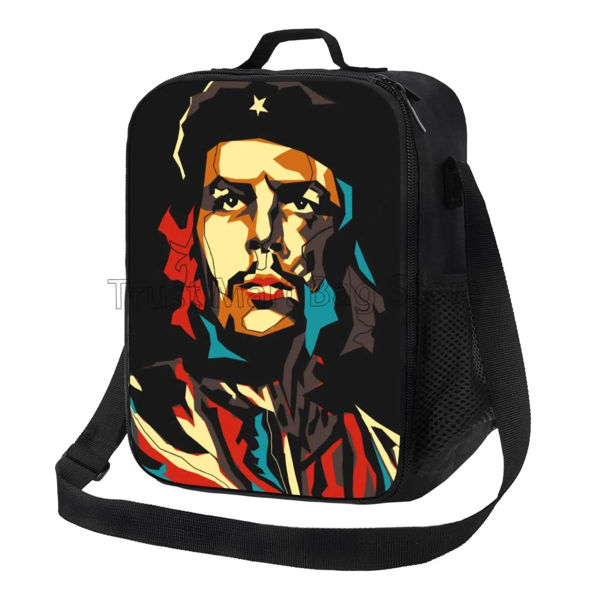 Che Guevara Portrait Print Insulated Lunch Bag Tote Handbag Food Container Thermal Cooler Pouch for Beach School Work Office
